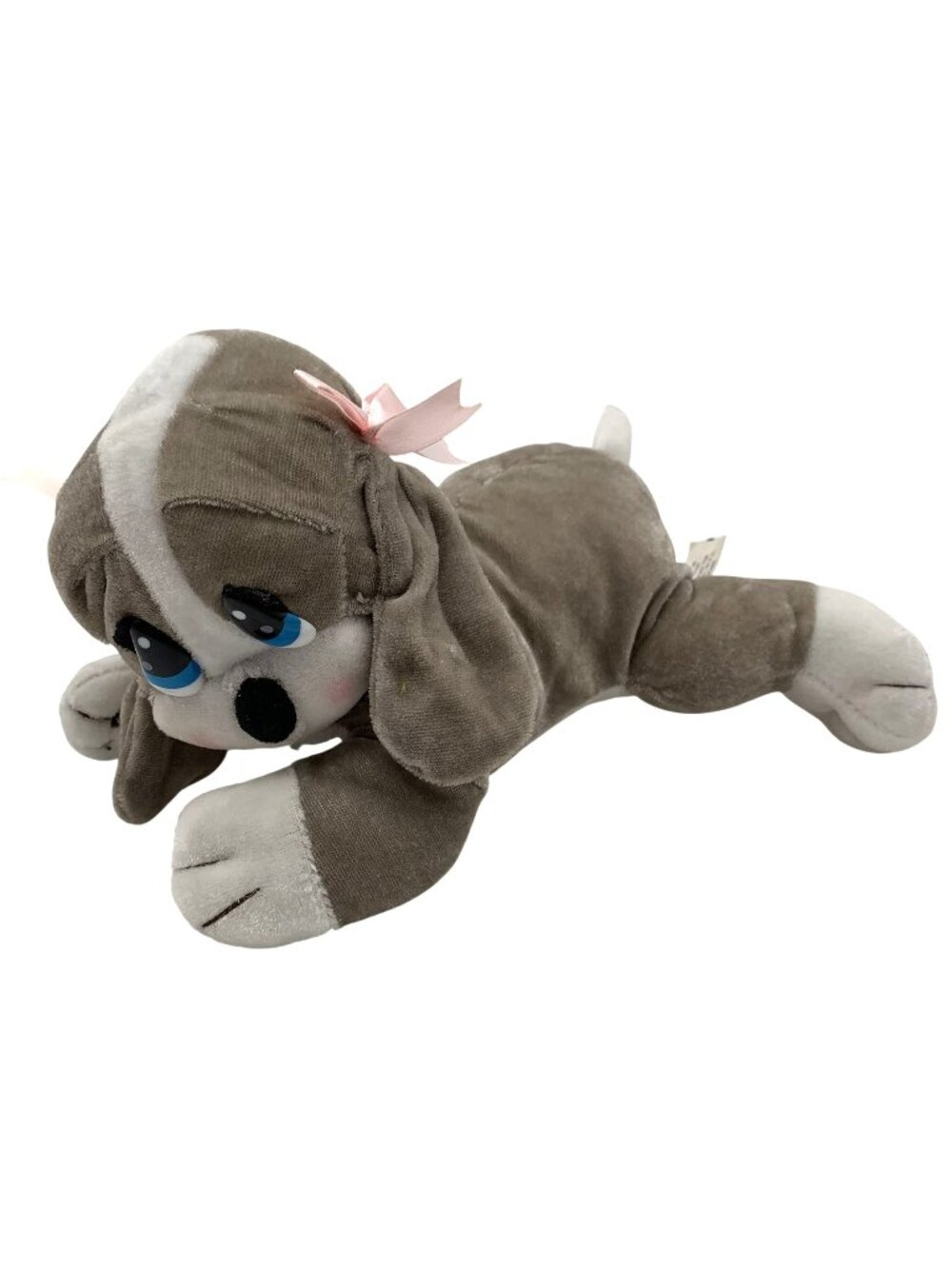 Nanco Sad Eye Sam Honey Plush Puppy Pink Bows Vintage 9" Stuffed Animal Toy